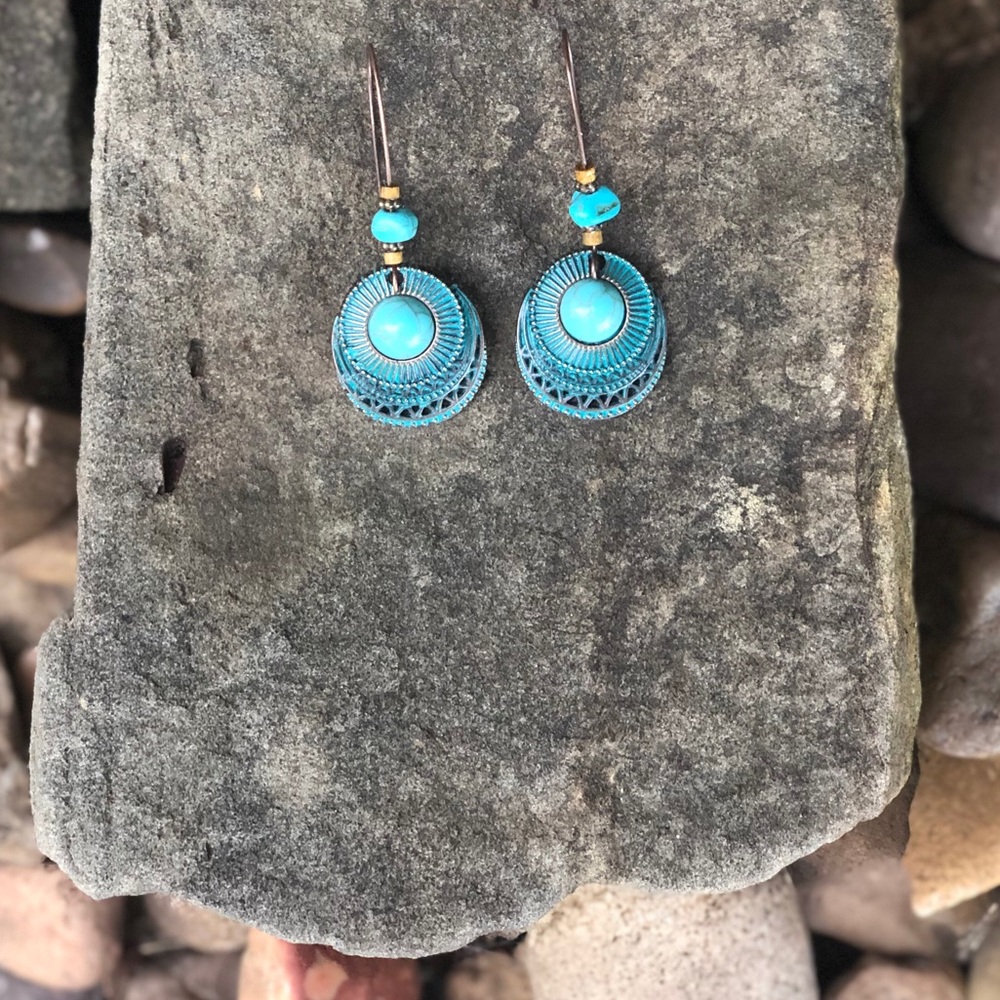 Turquoise and Bronze Earrings